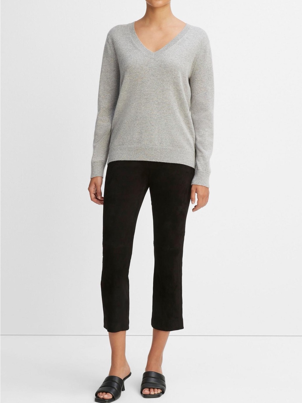 Vince Light Gray V-Neck Sweater